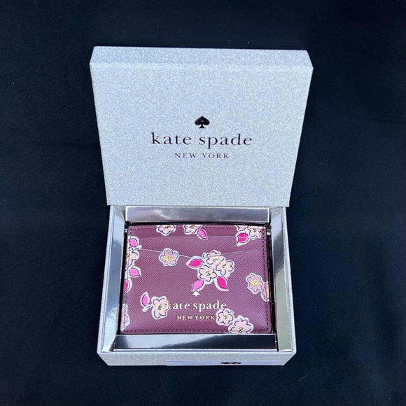 kate spade Handbags - *SOLD* Kate Spade Boxed Cardholder Frosted Floral Deep Berry